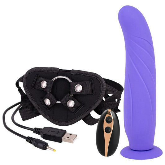 SEVEN CREATIONS - VIBRATORE  CINGHIA SULL IMBRACATURA CON DILDO 24 CM