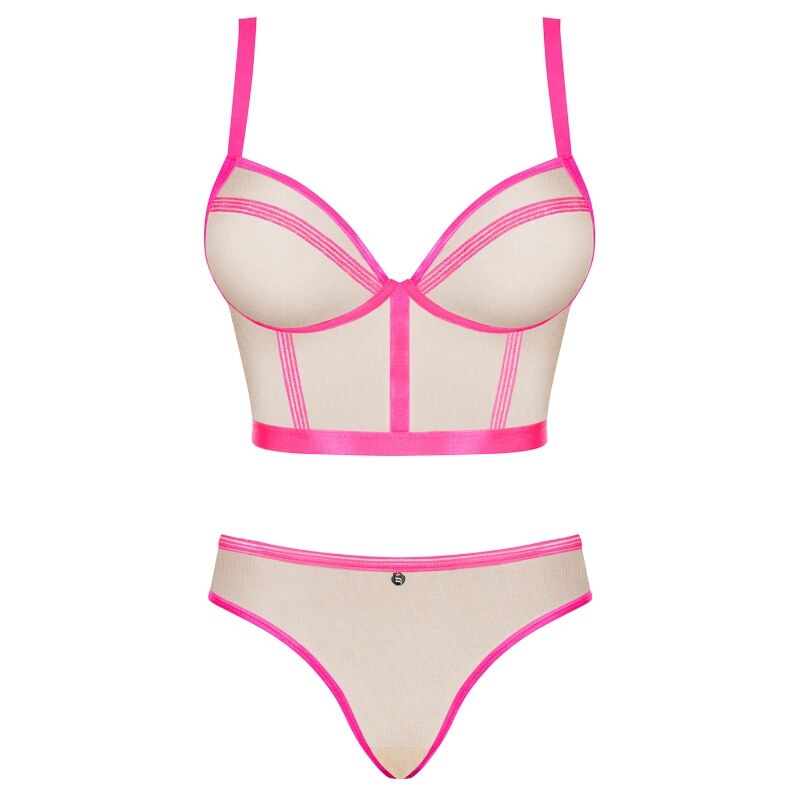 OBSESSIVE - REGGISENO E MUTANDINA SET DUE PEZZI NUDELIA ROSA S/M