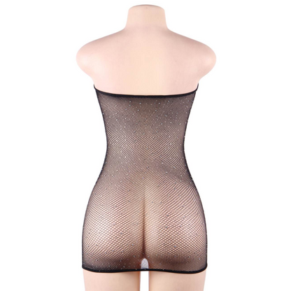 QUEEN LINGERIE - ABITO BODY A RETE CON DIAMANTI S/L