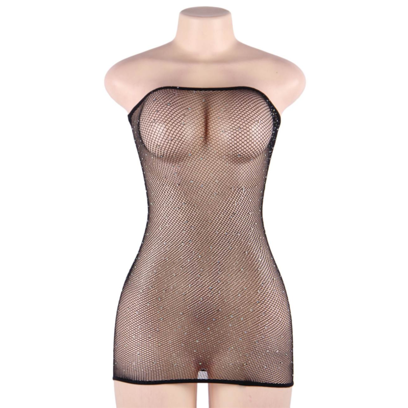 QUEEN LINGERIE - ABITO BODY A RETE CON DIAMANTI S/L