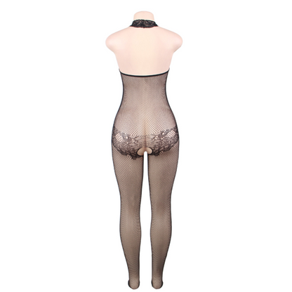 QUEEN LINGERIE - BODYSTOCK CON APERTURA E PIZZO FLOREALE S/L