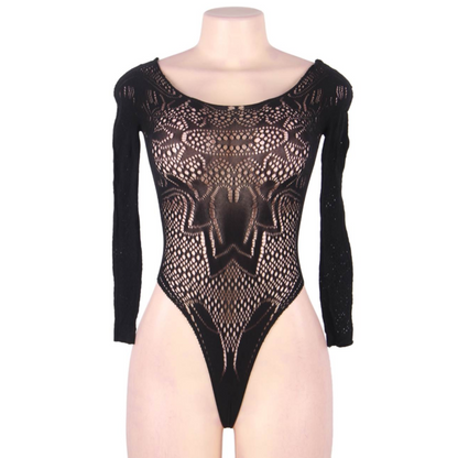 QUEEN LINGERIE - TEDDY MANICA LUNGA S/L