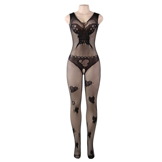 QUEEN LINGERIE - BODYSTOCKING RICAMATO FARFALLA S/L