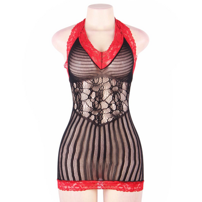 QUEEN LINGERIE - CHEMISE ALLUNCINETTO NERA E ROSSA S/L