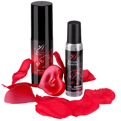 EXTASE SENSUAL - OLIO PETTO ROSSO DELLA TENTAZIONE KIT + CANDELE