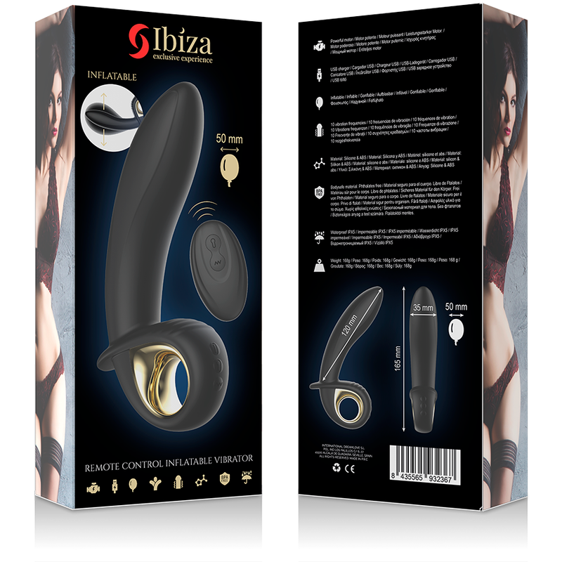 IBIZA - TELECOMANDO POTENTE VIBRATORE PLUG ANALE/VAGINALE GONFIABILE