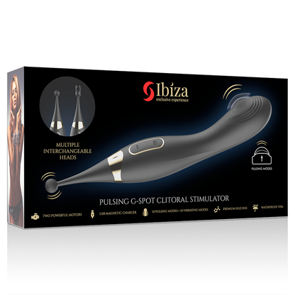 IBIZA - STIMOLATORE CLITORALE INTERCAMBIABILE E VIBRATORE PULSATO DEL PUNTO G