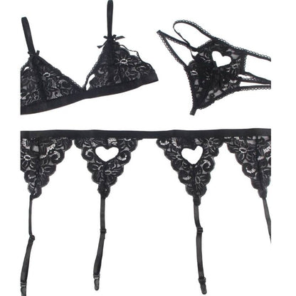 SUBBLIME - SET TRE PEZZI REGGISENO + REGGICALZE + PERIZOMA S/M