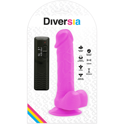 DIVERSIA - DILDO VIBRANTE FLESSIBILE VIOLA 20.5 CM -O- 4.2 CM