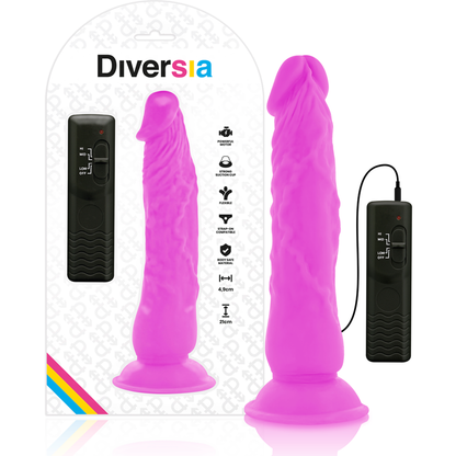 DIVERSIA - DILDO VIBRANTE FLESSIBILE VIOLA 21 CM -O- 4.9 CM