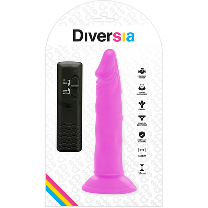 DIVERSIA - DILDO VIBRANTE FLESSIBILE VIOLA 23 CM -O- 4.3 CM