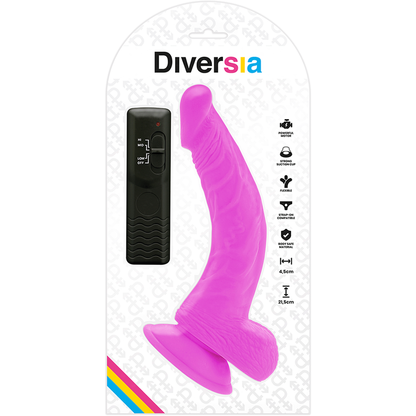 DIVERSIA - DILDO VIBRANTE FLESSIBILE VIOLA 21.5 CM -O- 4.5 CM