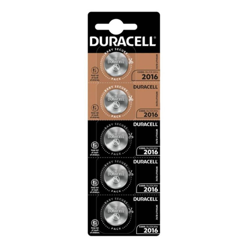 DURACELL -ACESSORIO  BATTERIA BOTTONE LITIO CR2016 3V 5 UNIT