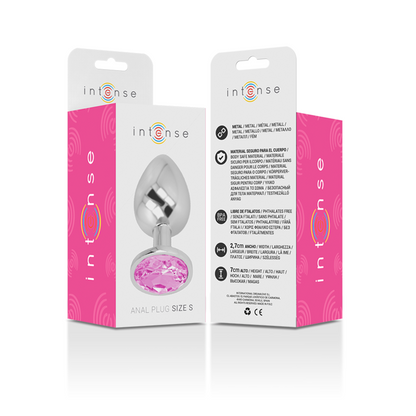 INTENSE - PLUG ANALE IN METALLO ALLUMINIO CON CRISTALLO ROSA TAGLIA S