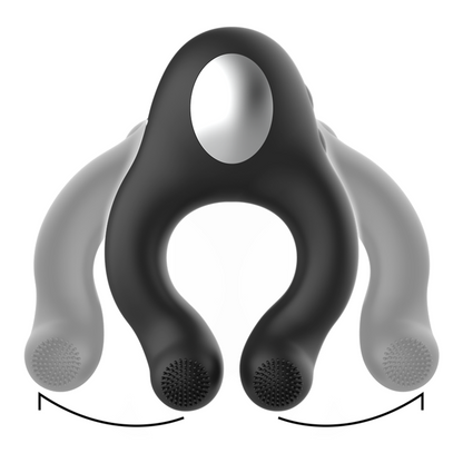 BLACK&SILVER - ANELLO VIBRATORE IN SILICONE 3 MOTORI RICARICABILE NERO