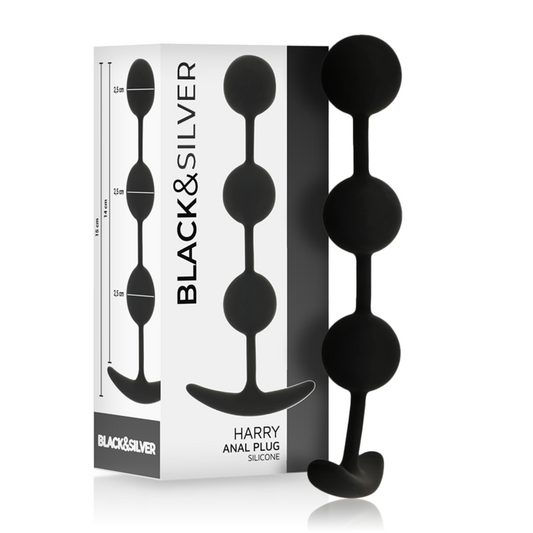 BLACK&SILVER - ROSARIO PLUG ANALE HARRY 3 SFERE IN SILICONE 14 CM