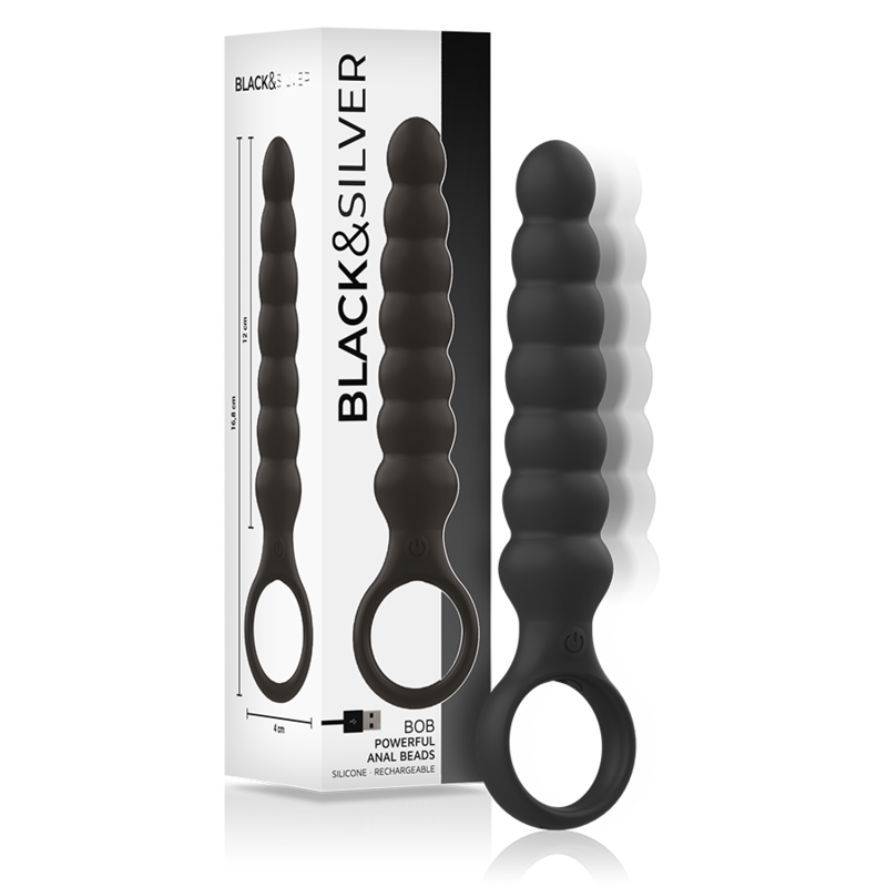 BLACK&SILVER - PLUG POTENTE DILATATORE VIBRANTE ANALE IN SILICONE BOB