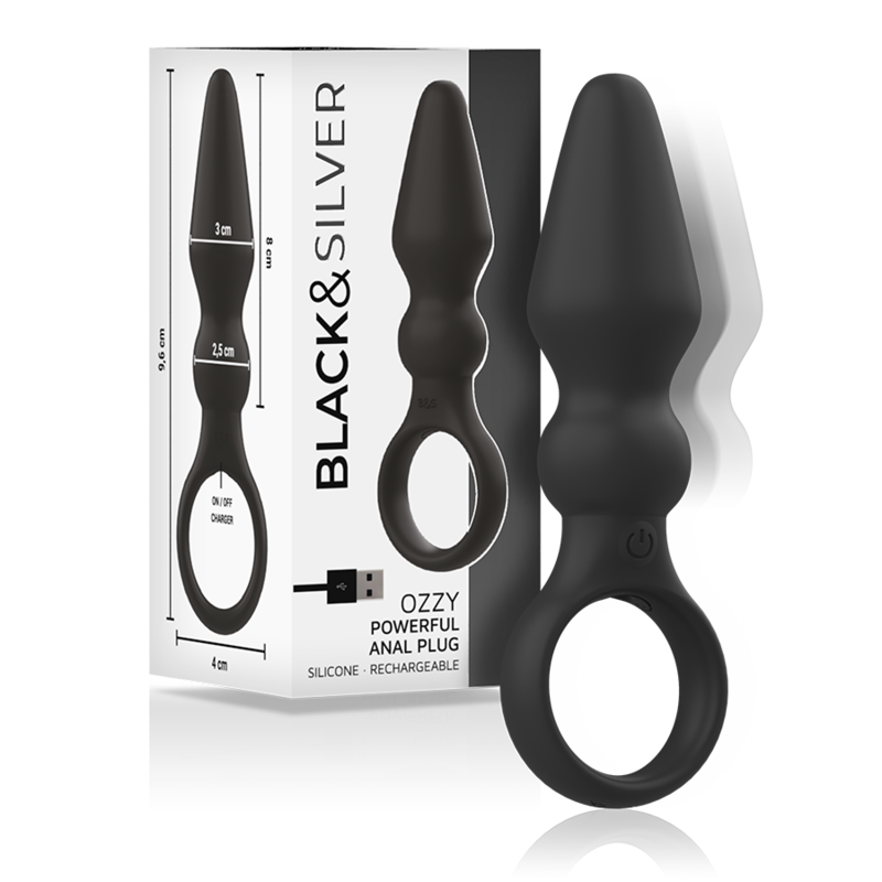 BLACK&SILVER - ELECTRASTIM POTENTE PLUG ANALE IN SILICONE OZZY