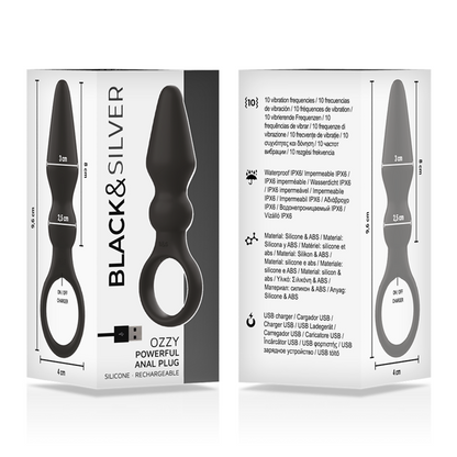 BLACK&SILVER - ELECTRASTIM POTENTE PLUG ANALE IN SILICONE OZZY