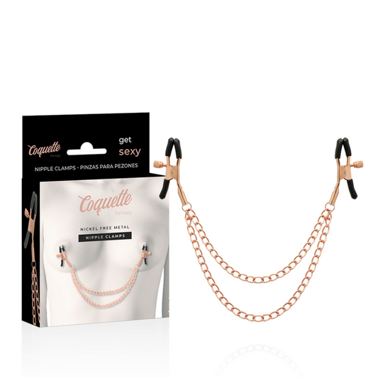 COQUETTE CHIC DESIRE - CLIPS PER CAPEZZOLI IN METALLO FANTASIA CON CATENA