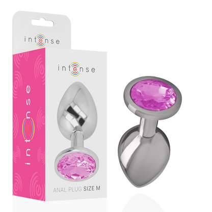 INTENSE - PLUG ANALE IN METALLO ALLUMINIO CON CRISTALLO ROSA TAGLIA M