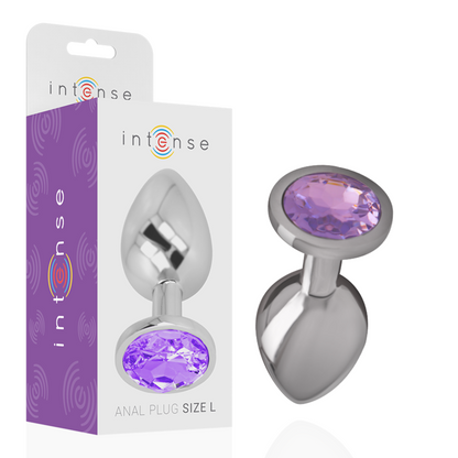 INTENSE - PLUG ANALE IN METALLO ALLUMINIO CON CRISTALLO VIOLA MISURA S