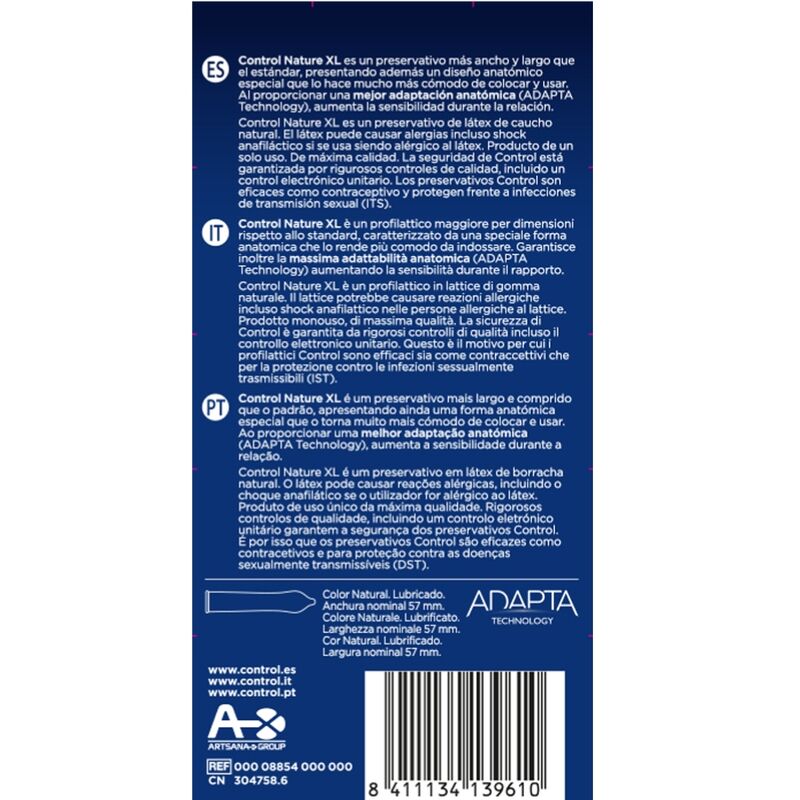 CONTROL - PRESERVATIVI ADAPTA NATURE XL CONDOMS 12 UNITS