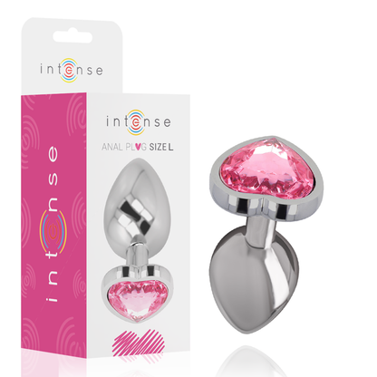 INTENSE - PLUG ANALE IN METALLO ALLUMINIO CUORE ROSA TAGLIA L