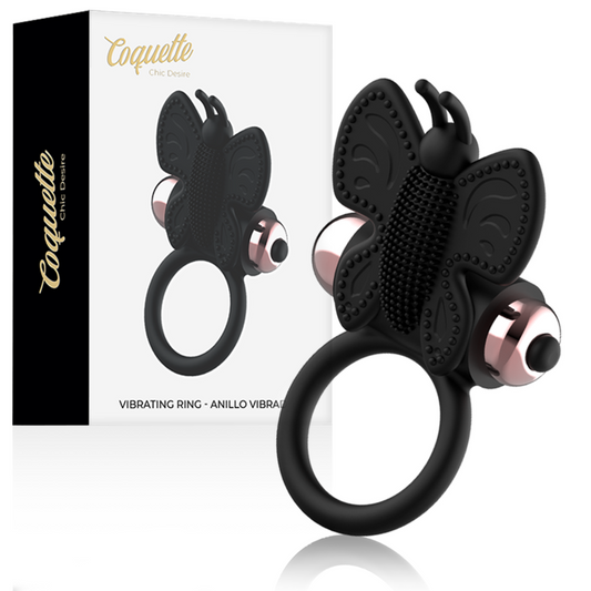 COQUETTE CHIC DESIRE - ANELLO CAZZO FARFALLA CON VIBRATORE NERO/ORO