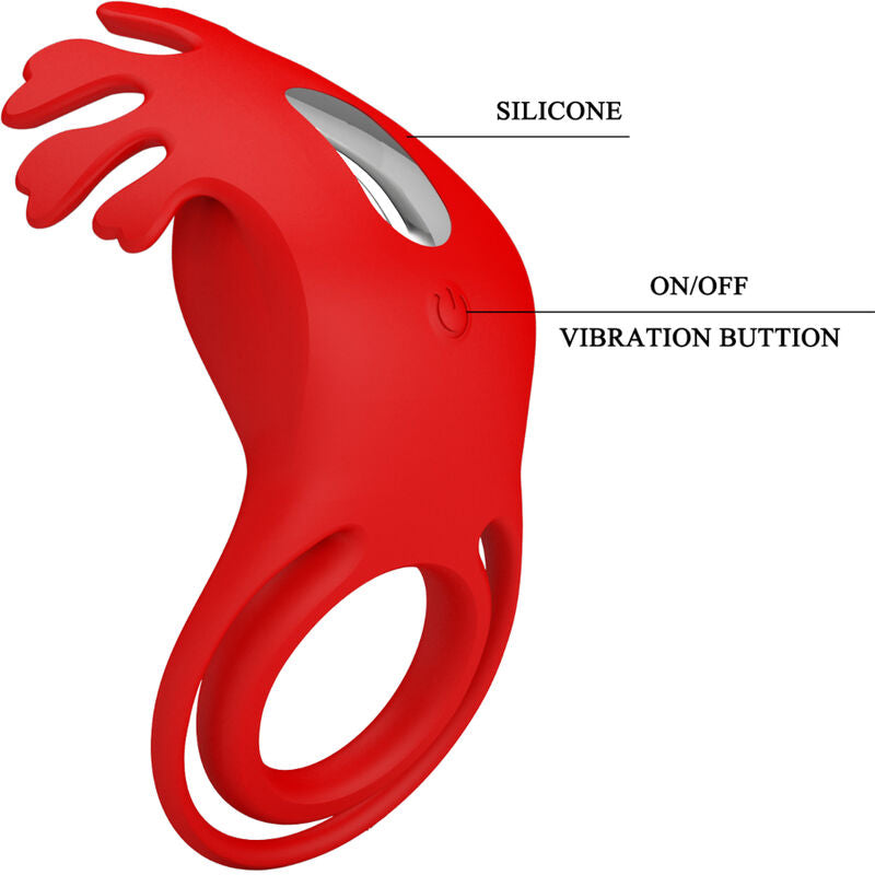 PRETTY LOVE - ANELLO VIBRATORE RUBEN 7 VIBRAZIONI IN SILICONE ROSSO