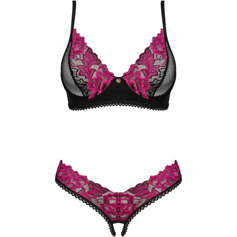 OBSESSIVE - Perizoma con cavallo aperto e reggisenoROSENTY SET DUE PEZZI XS/S