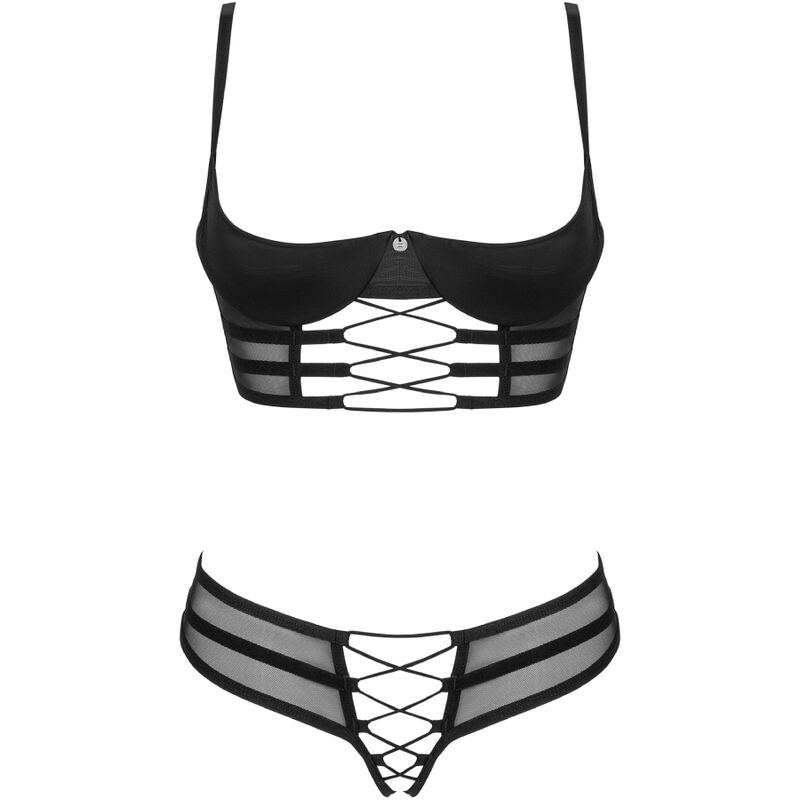 OBSESSIVE - REGGISENO E PERIZOMA ROXELIA SET DUE PEZZI CUPLESS XS/S