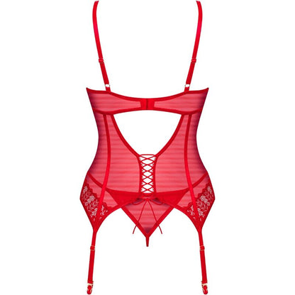 OBSESSIVE - CORSETTO E PERIZOMA INGRIDIA ROSSO XS/S