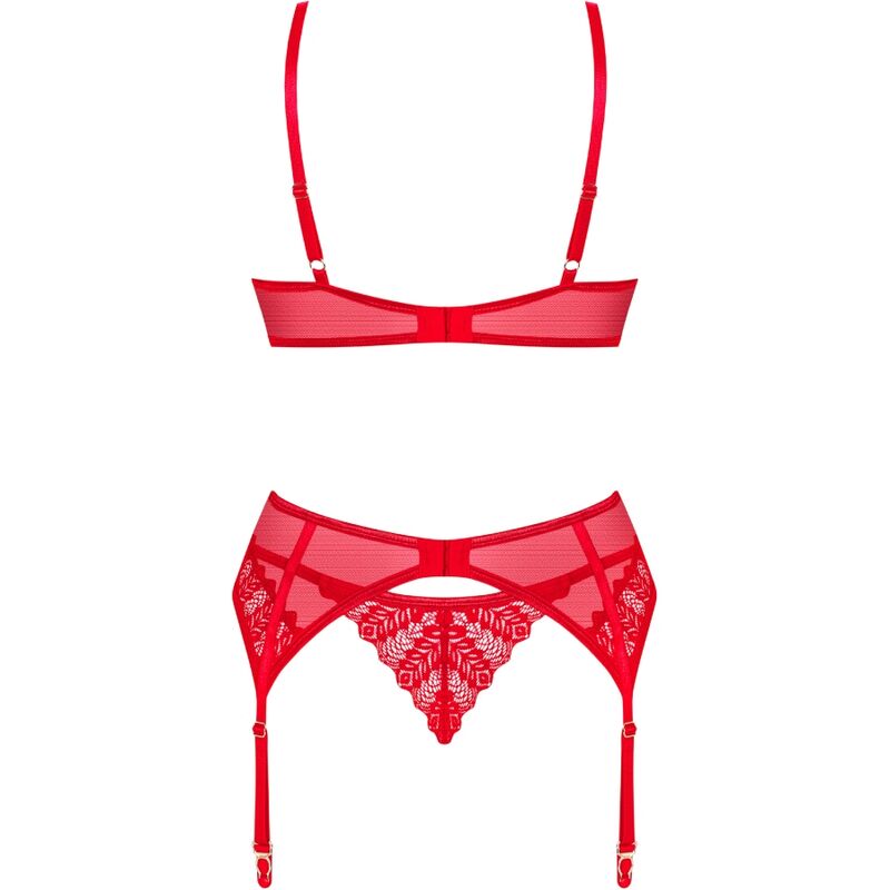 OBSESSIVE - REGGISENO E MUDANDINA  INGRIDIA SET DUE PEZZI SENZA CAVALLETTO ROSSO XL/XXL