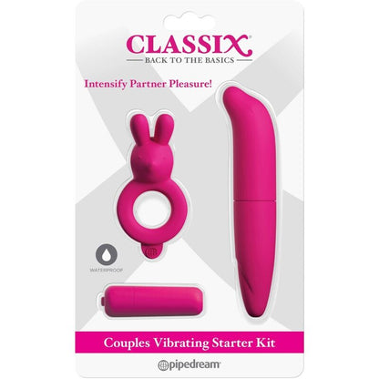 CLASSIX -VIBRATORE  PER COPPIA CON ANELLO, BULLET E STIMOLATORE ROSA