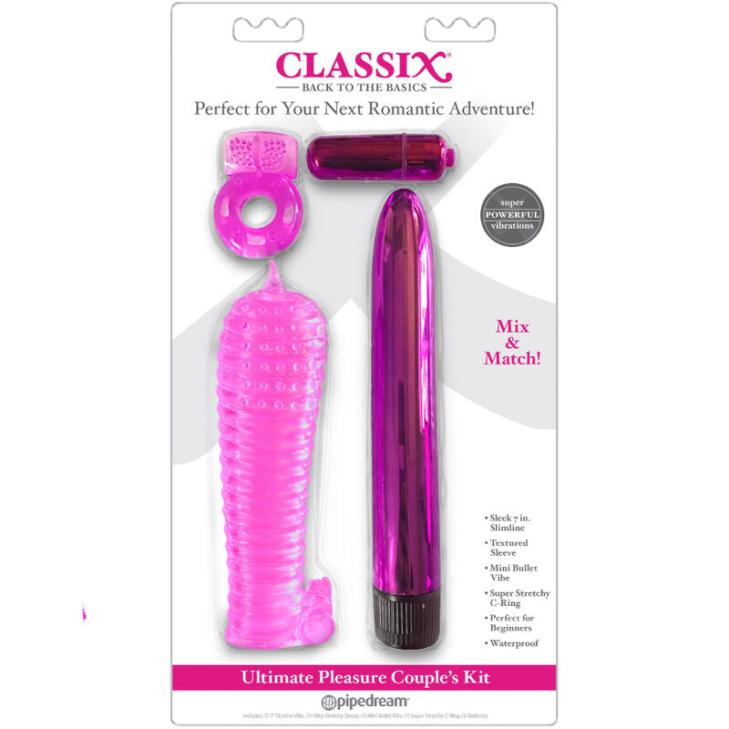 CLASSIX - VIBRATORE  PER COPPIE CON ANELLO, GUAINA E PROIETTILI ROSA