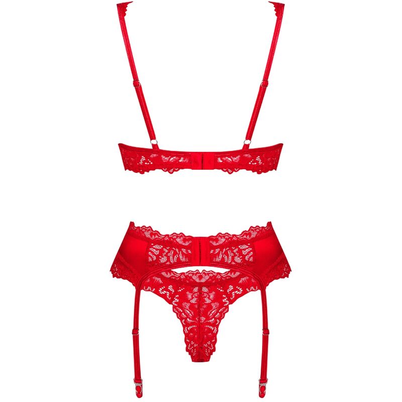 OBSESSIVE -  REGGISENO E PERIZOMA SET AMOR CHERRIS 3 PEZZI L/XL