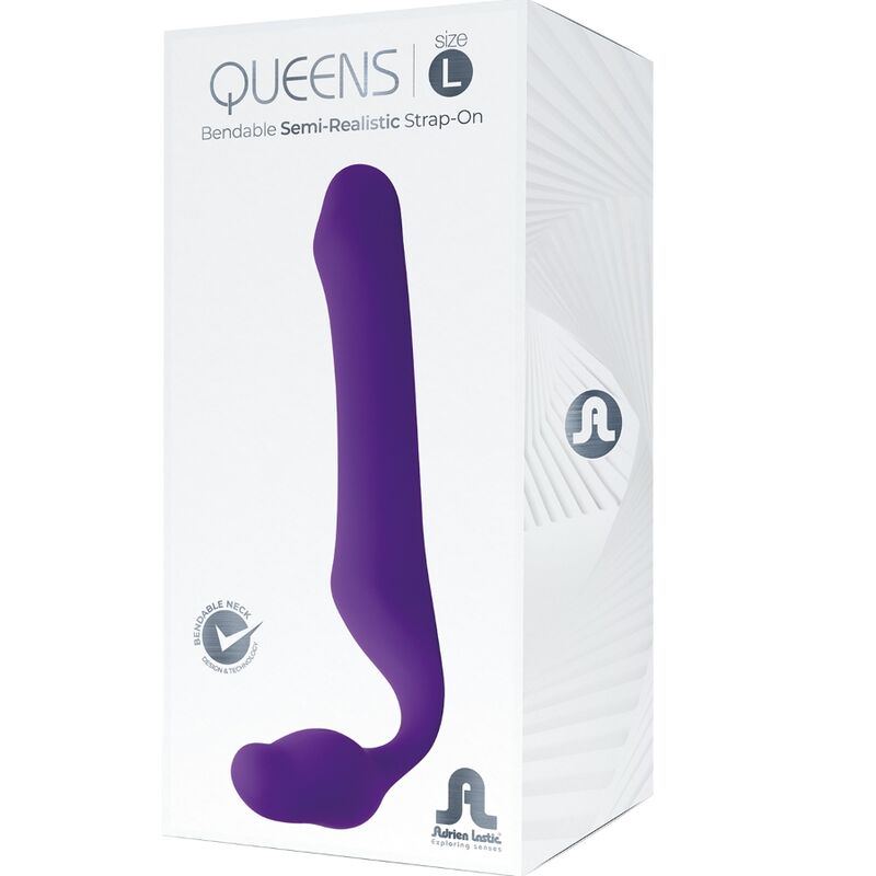 ADRIEN LASTIC -DILDO  QUEENS STRAP-ON FLESSIBILE VIOLA TAGLIA L