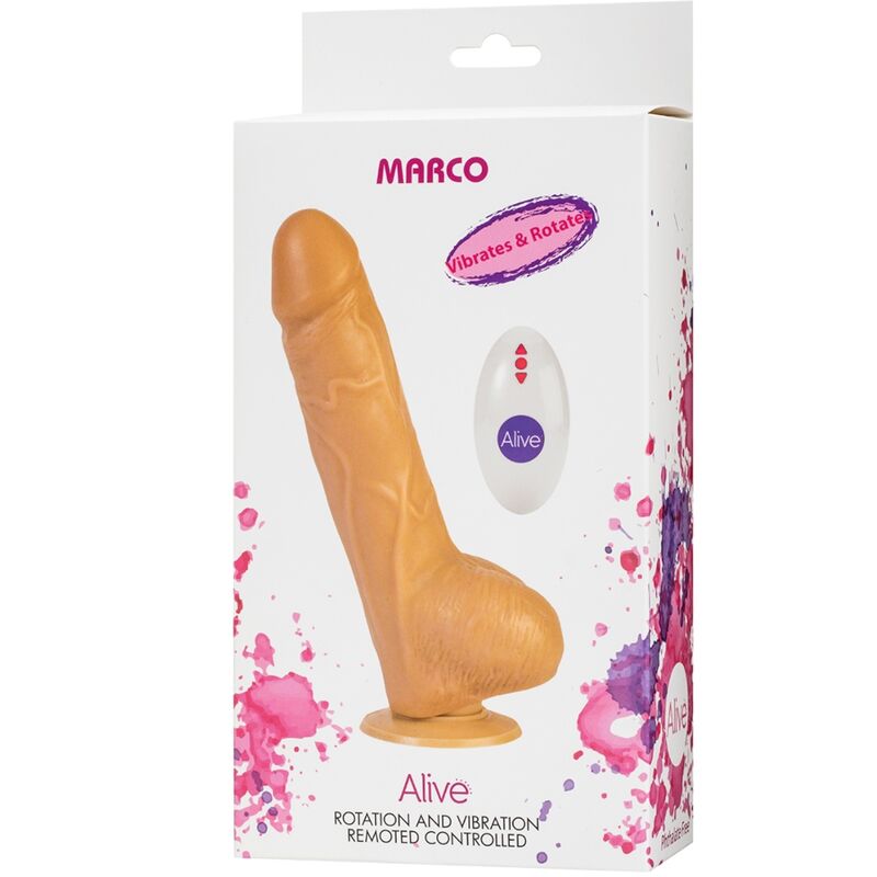 ALIVE - DILDO  MARCO REALISTIC VIBRATORE E ROTATORE TELECOMANDO DEL PENE 19 CM