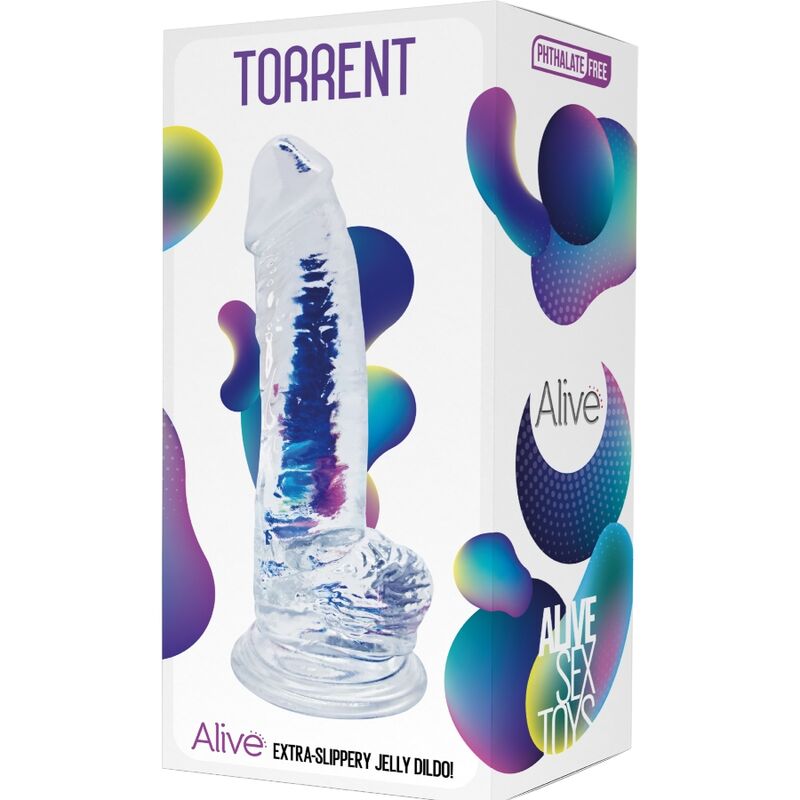 ALIVE - DILDO  TORRENT PENE REALISTICO TRASPARENTE 20,6 CM