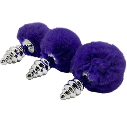 ALIVE - PLUG PIACERE ANALE SPIRALE METALLO FLUFFY VIOLA SCURO TAGLIA L