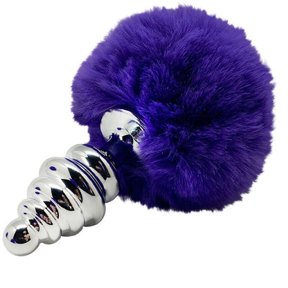 ALIVE - PLUG PIACERE ANALE SPIRALE METALLO FLUFFY VIOLA SCURO TAGLIA L