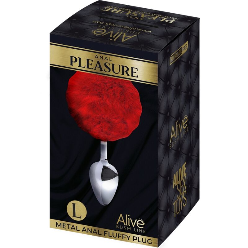 ALIVE - PLUG PIACERE ANALE METALLO LISCIO ROSSO FLUFFY TAGLIA L