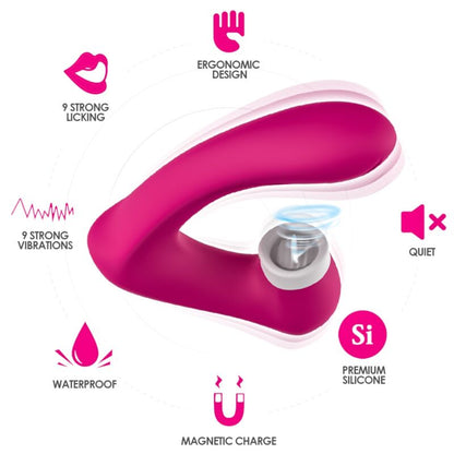 ARMONY - SECRETKISS LECCARE IL CLITORITE VIBRANTE E IL VIBRATORE CURVO FUCSIA