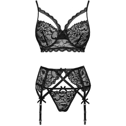 LIVCO CORSETTI FASHION - MORIDAM LC 90552 REGGISENO + REGGISENO + SLIP NEGRO