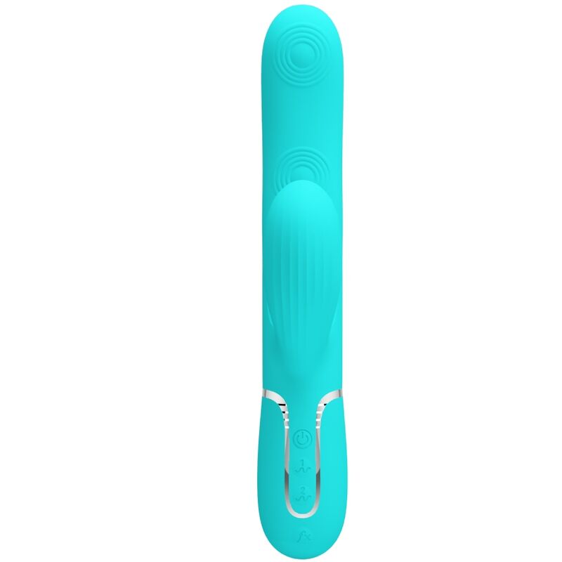 PRETTY LOVE - VIBRATORE MULTIFUNZIONE PERLITA 3 IN 1 G-SPOT VERDE ACQUA