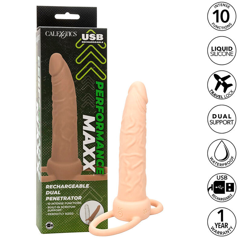 CALEXOTICS - DILDO PERFORMANCE MAXX RICARICABILE DOPPIO PENETRATORE PELLE LEGGERA