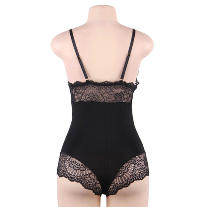 SUBBLIME -  BODY ORSACCHIOTTO CON DETTAGLI IN PIZZO FLOREALE NERO L/XL