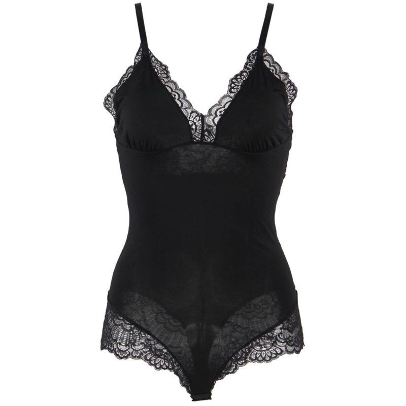 SUBBLIME -  BODY ORSACCHIOTTO CON DETTAGLI IN PIZZO FLOREALE NERO L/XL