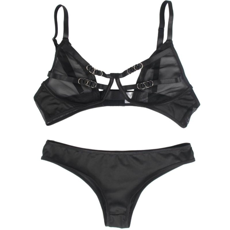 SUBBLIME - SET DUE PEZZI DI REGGISENO TRASPARENTE E STRISCE S/M